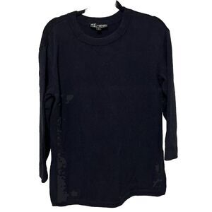 St John Basics Black Pullover Sweater With Side Slits Small made In USA Luxury